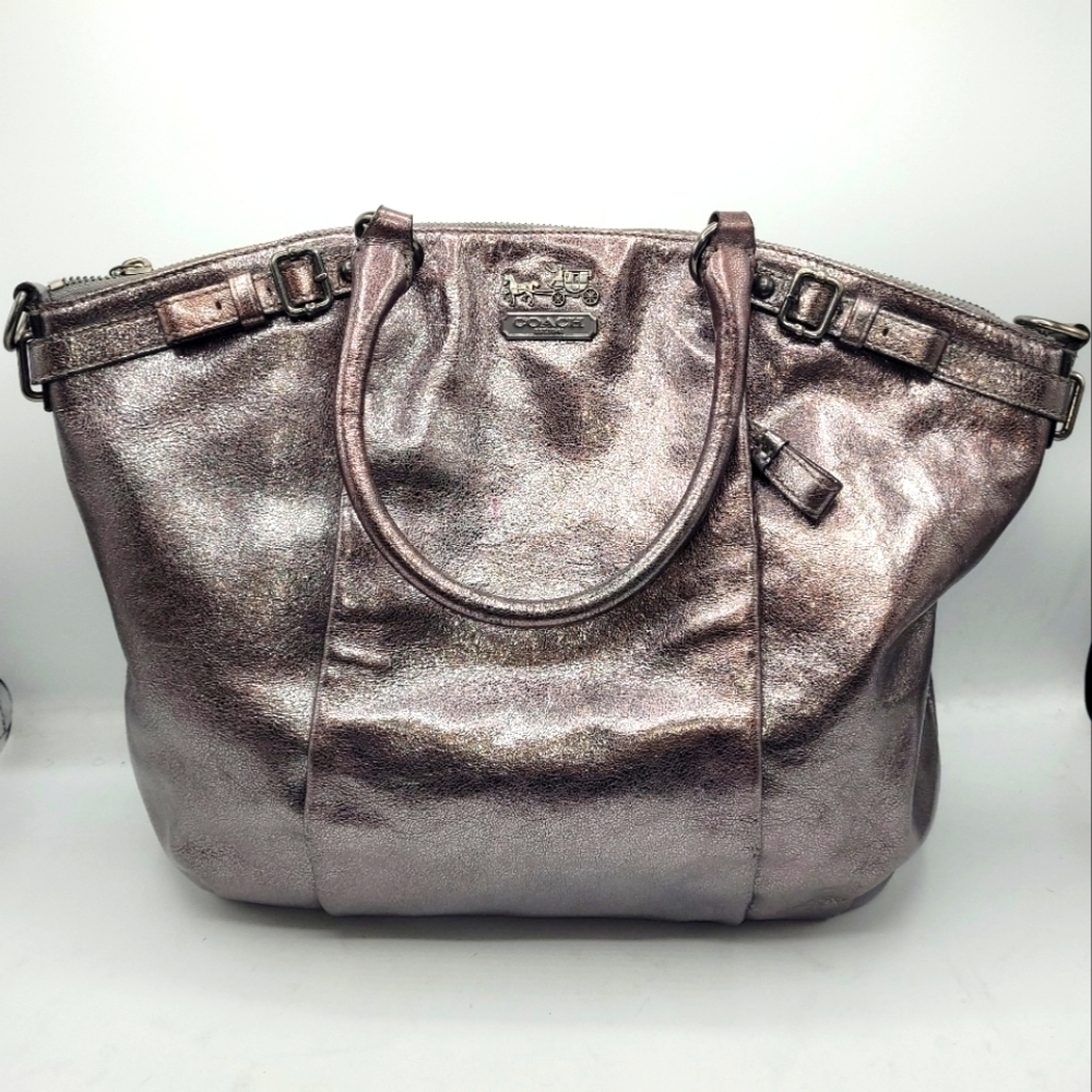 COACH Madison Metallic Leather Lindsey Large Bag - Picture 14 of 16